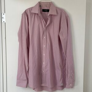 Lipson Men's Pinkish—Red and White Striped Dress Shirt